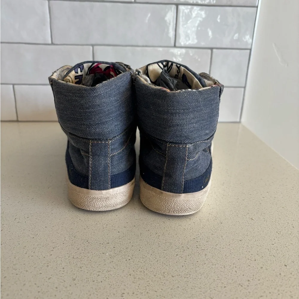 Coach  Ellis Denim Poppy High Top Women Sneakers Shoes Size 7 B